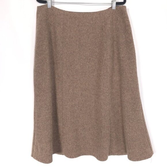 LAUREN RALPH LAUREN Women's Size‎ 14W Skirt VIRGIN WOOL Flare Brown - Picture 3 of 9